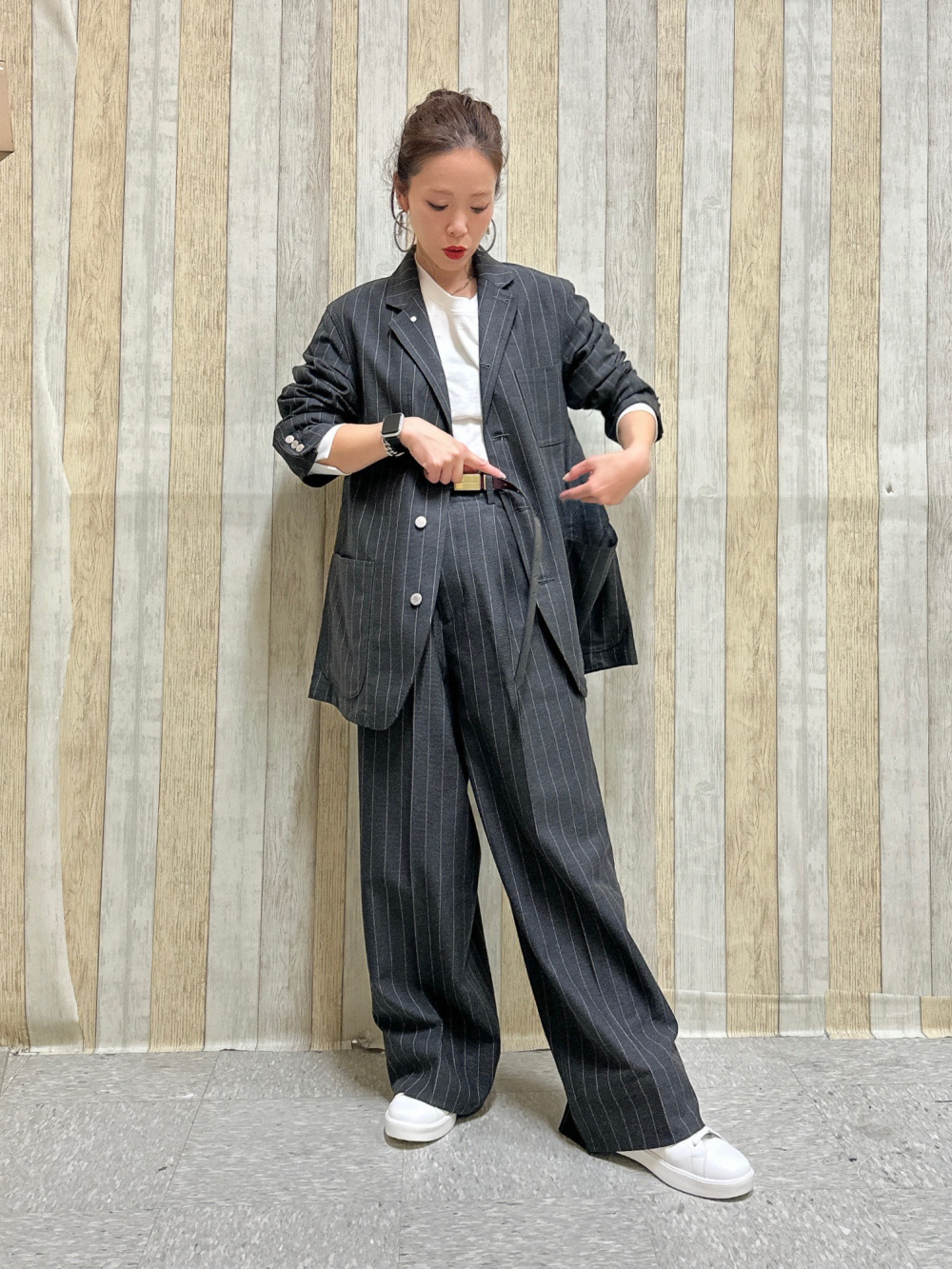 カバーオール(ストライプ) beautiful people (セットアップ可能)、裏