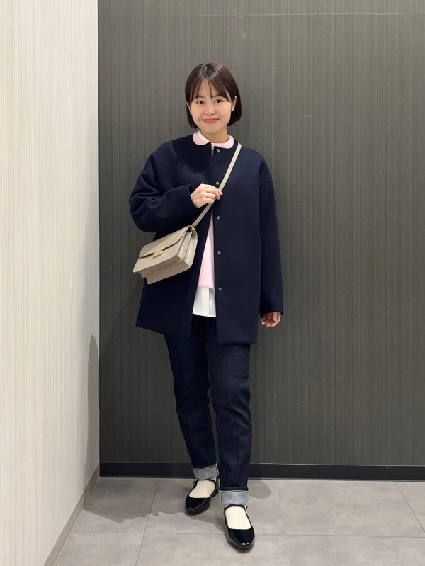 2024年モデル ウールモッサノーカラーハーフコート（レディース）の