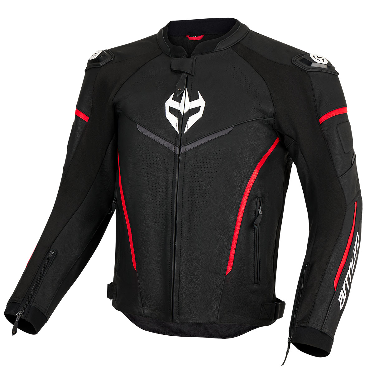 JACKET ARMURE RYZEN LEATHER AAA BLACK/RED - Armure Gear