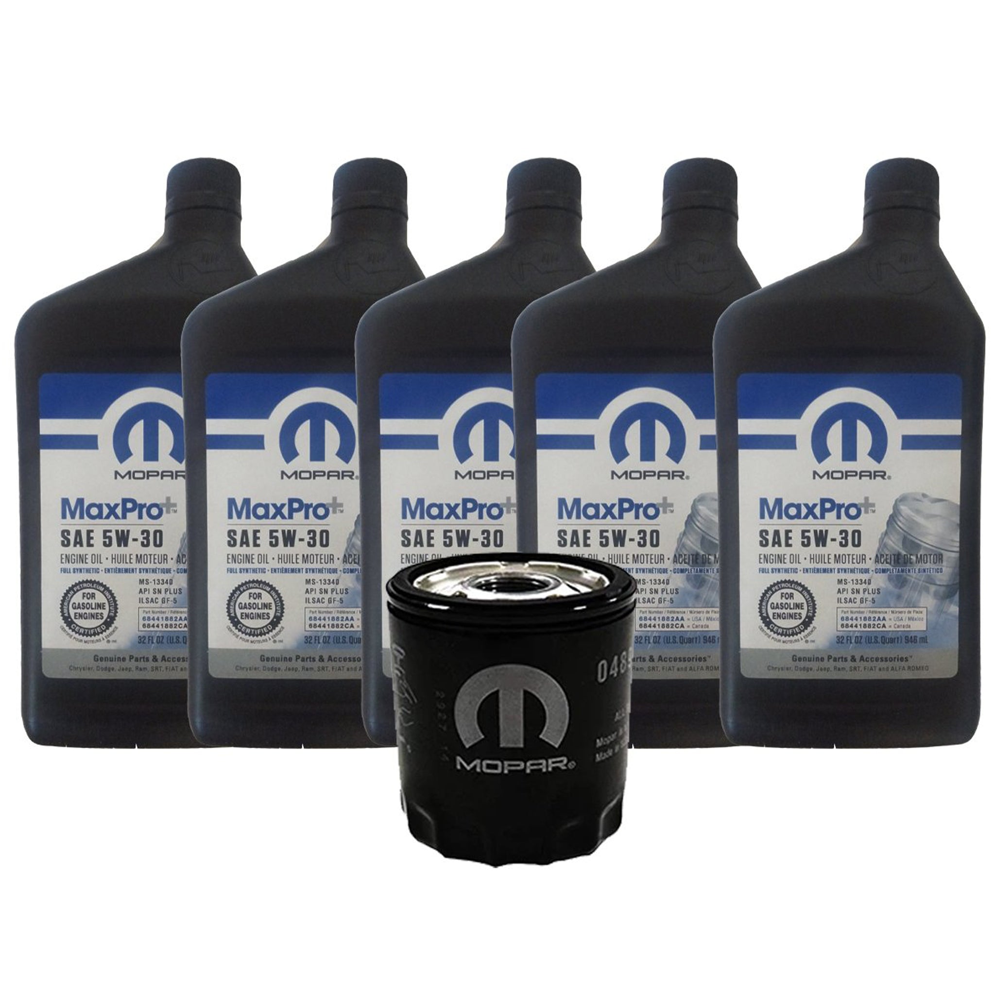 Mopar MaxPro+ OE Full Synthetic 5W-30 Oil Change Kit, 2018-2026
