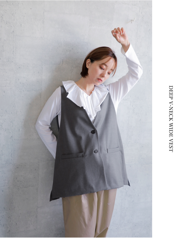 mizuiro ind ミズイロインド ディープ Vネック ワイド ベスト 3-230108