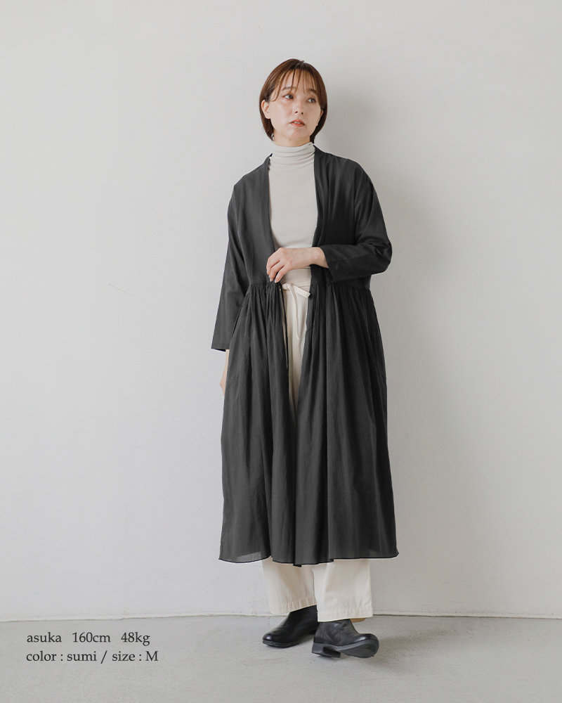 evam eva エヴァムエヴァ コットン ギャザー ローブ e253t021-mn