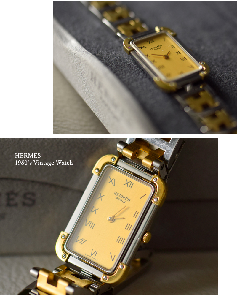 HERMES エルメス ヴィンテージ時計 1980年代 ステンレス 純正BOX付き
