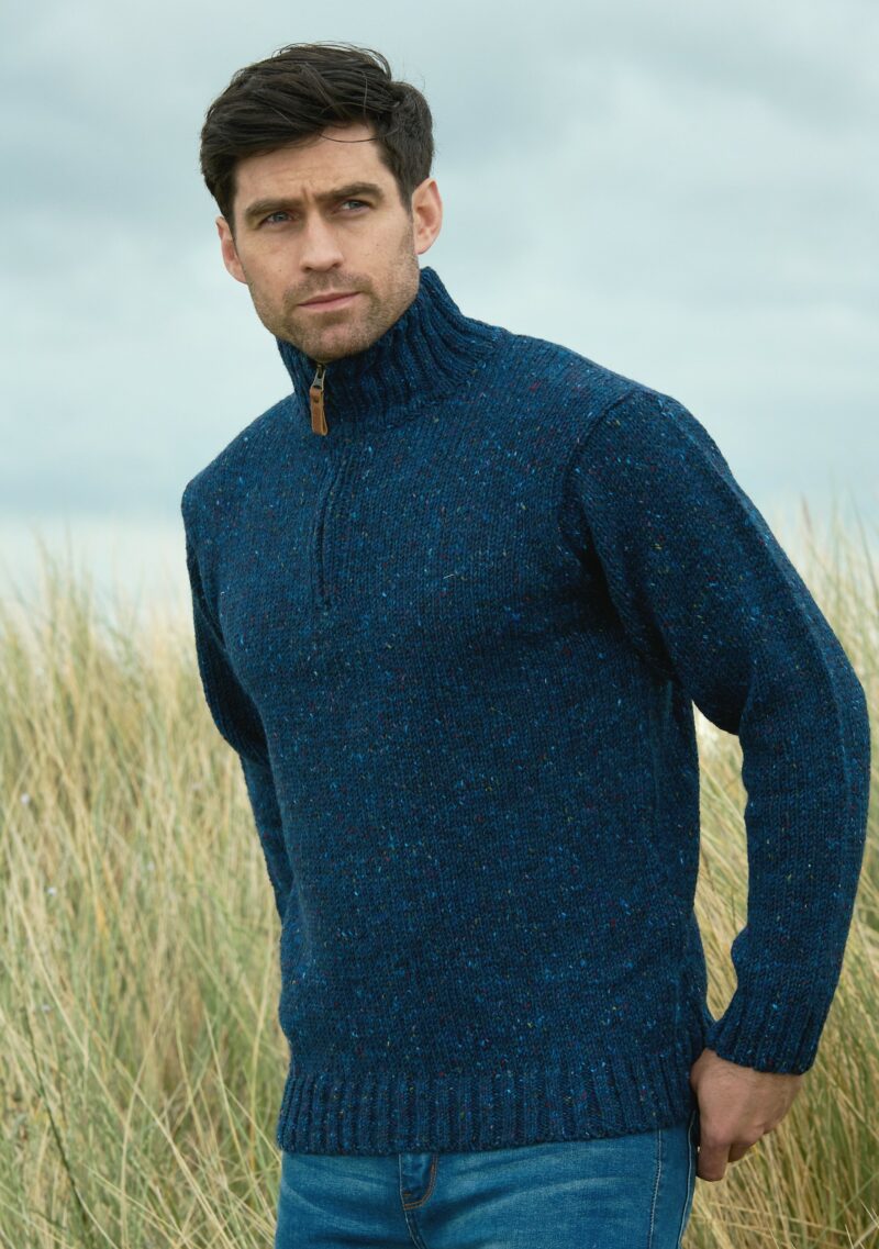 DONEGAL WOOL MENS HALF ZIP SWEATER: Z 2040