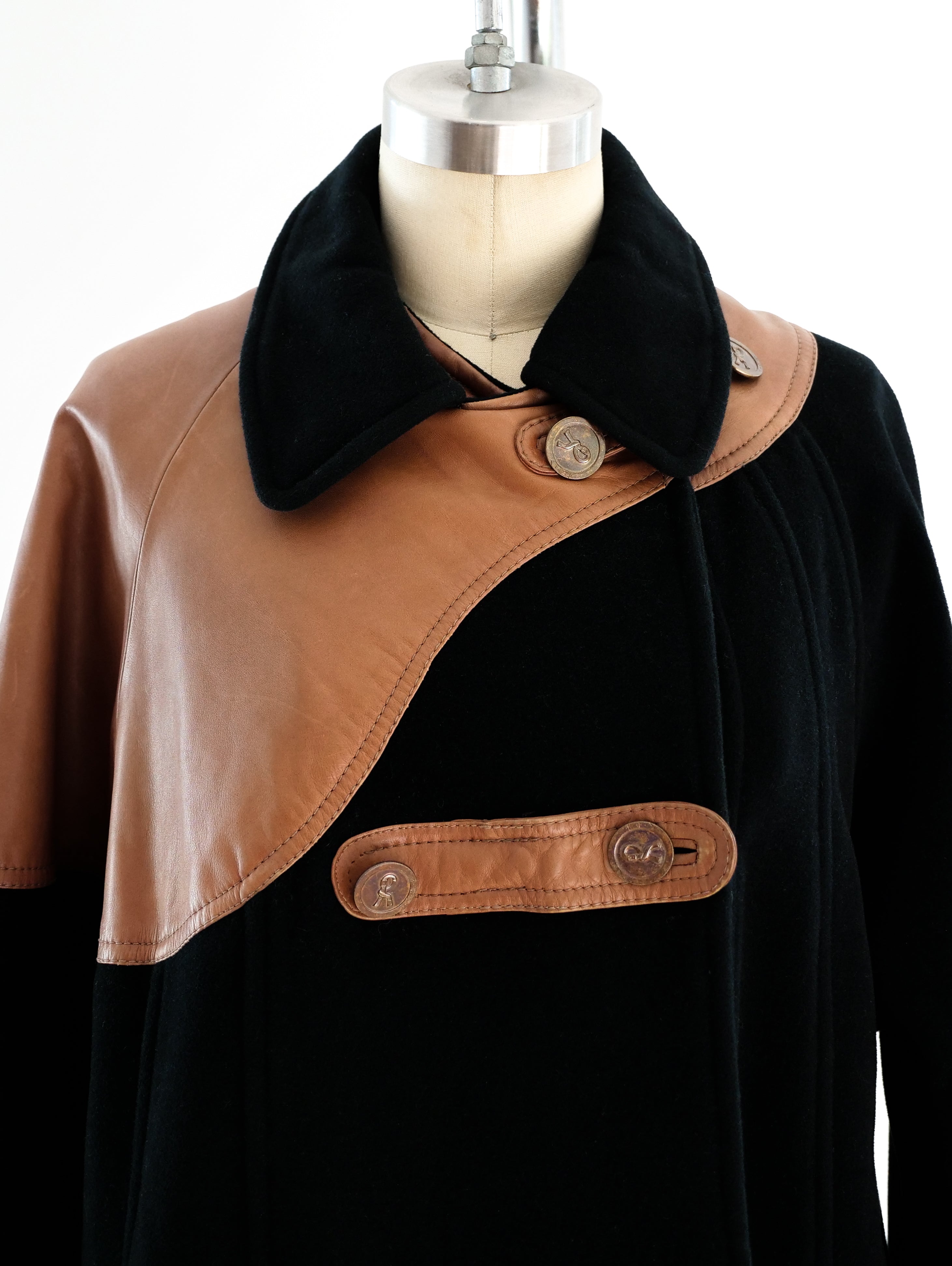 Roberta di Camerino Wool and Leather Coat