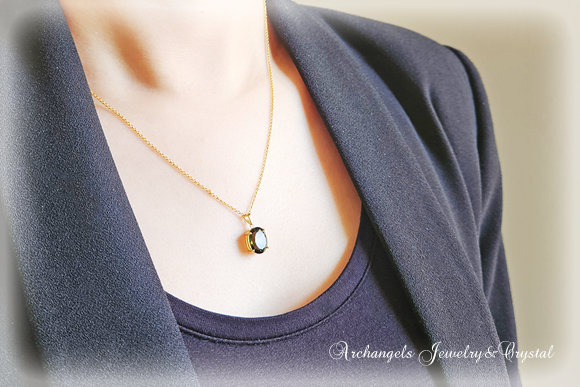 Attunement]チェコ産モルダバイト・ペンダント(18金45cmチェーン付き)