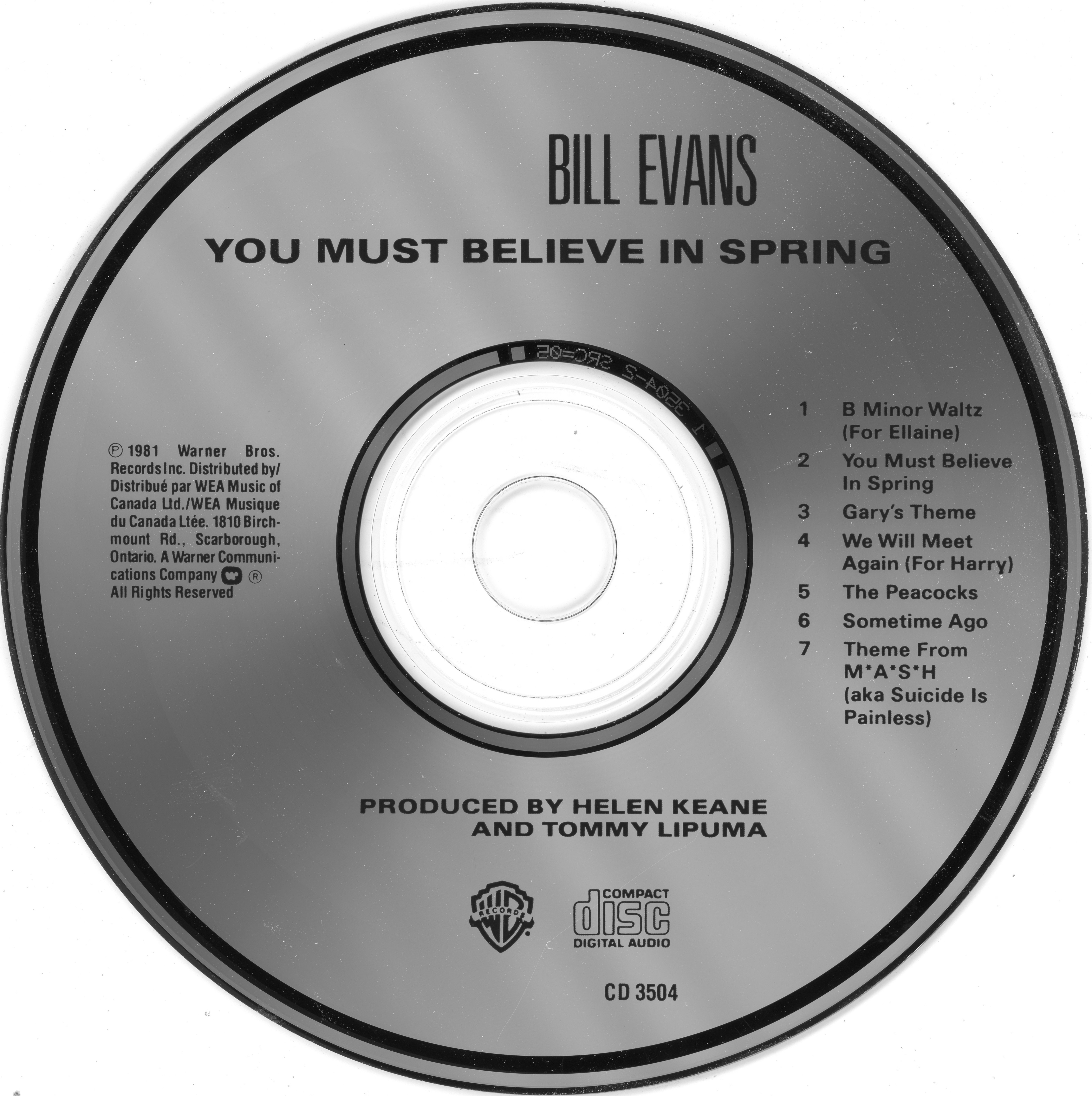 Bill Evans – You Must Believe In Spring (CD, Album, Reissue