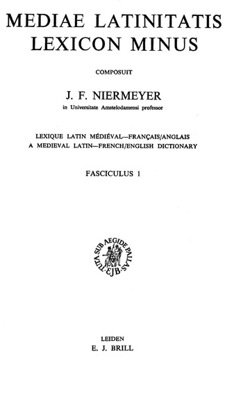 Niermeyer - Mediae Latinitatis Lexicon Minus : Free Download