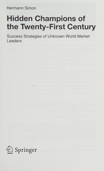 Hidden champions of the twenty-first century : success strategies