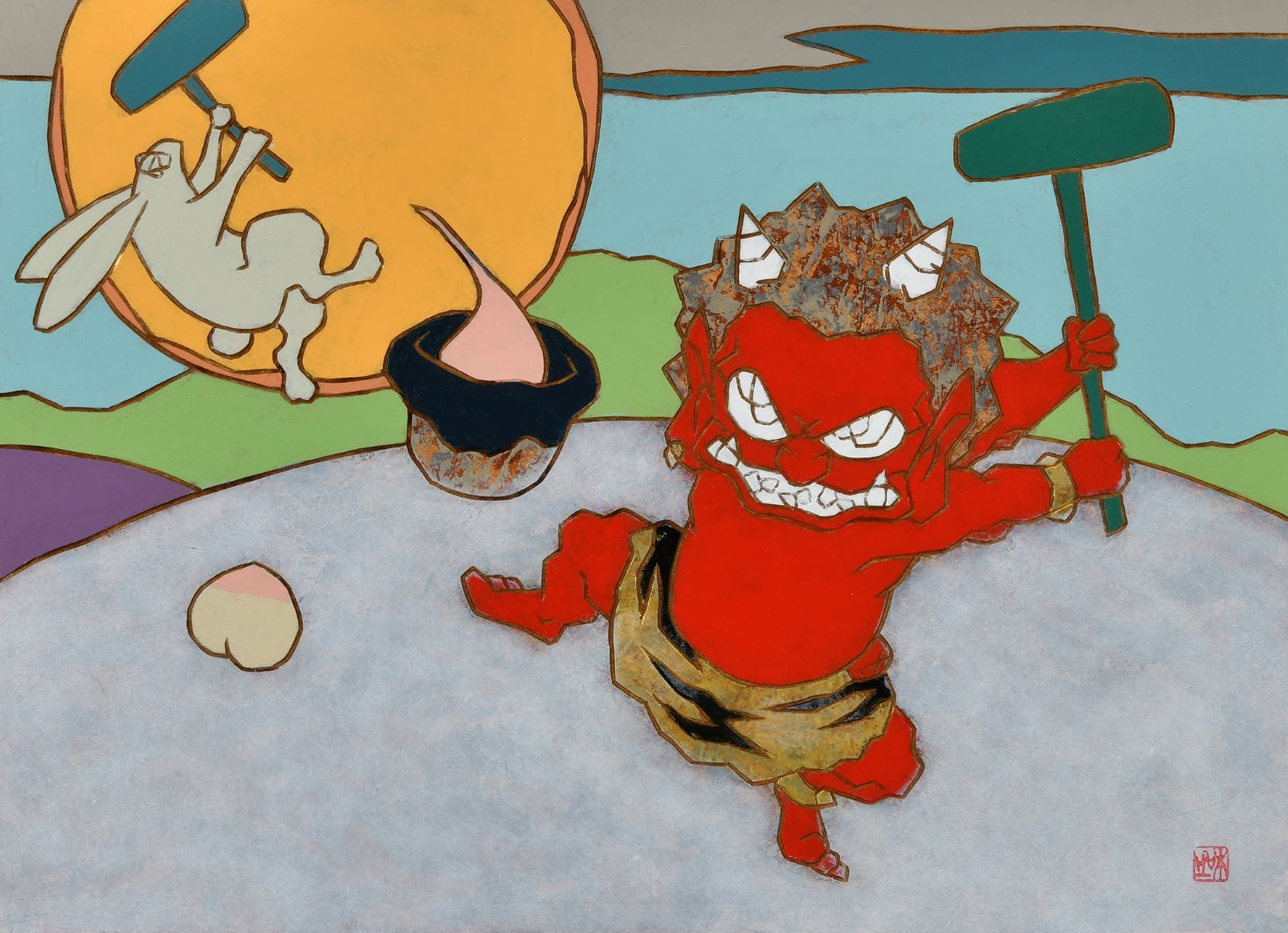 瀧下和之『 ロイヤル コペンハーゲン美術陶板画『桃太郎図ノ番外