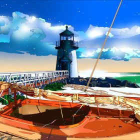 ビーチ クラブ バー」鈴木英人 1993年 シルクスクリーン - 鈴木英人