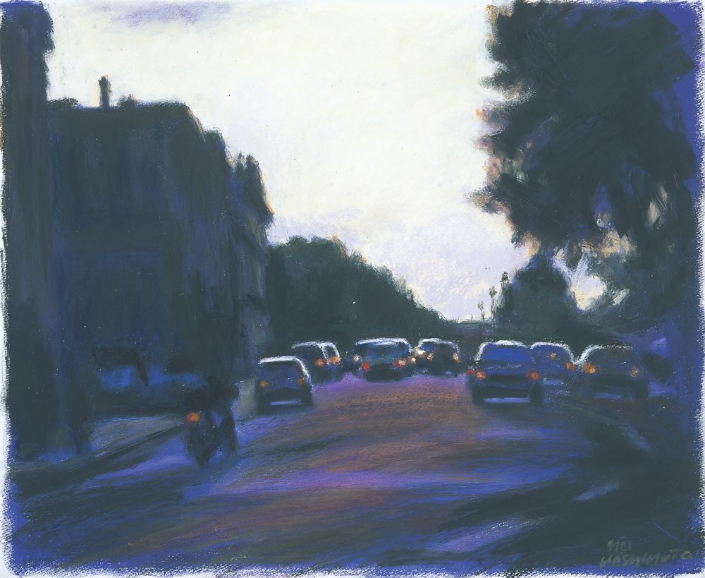 5783 セイ・ハシモト 橋本清一 メニルモンタン大通り◇パステル画 肉筆