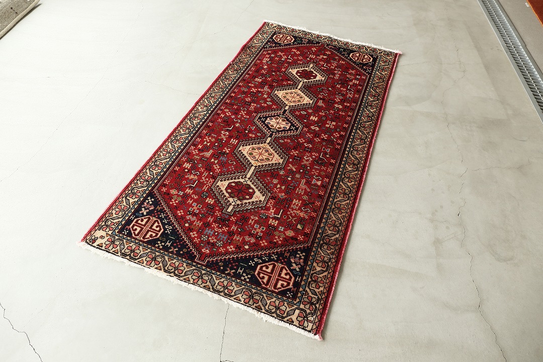 ヴィンテージラグ ペルシャ絨毯 ハマダン 手織り絨毯 トライバルラグ