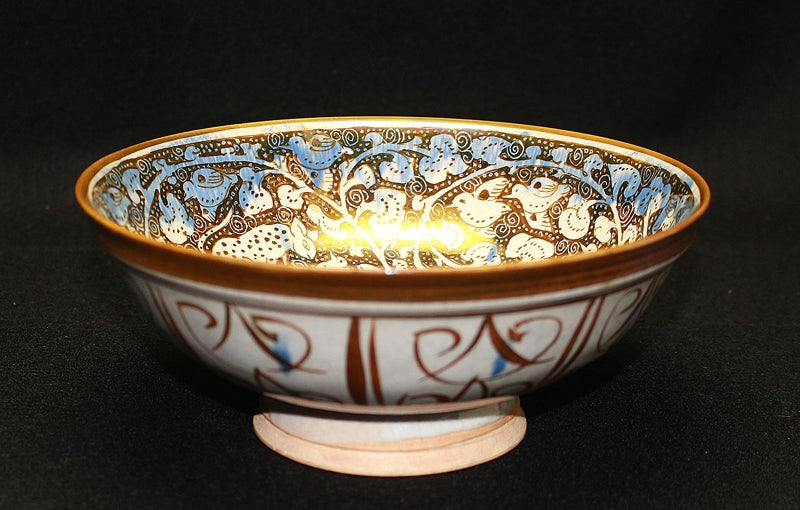 22956 人間国宝 加藤卓男 (ラスター彩人物唐草文鉢(安藤箱)) KATO