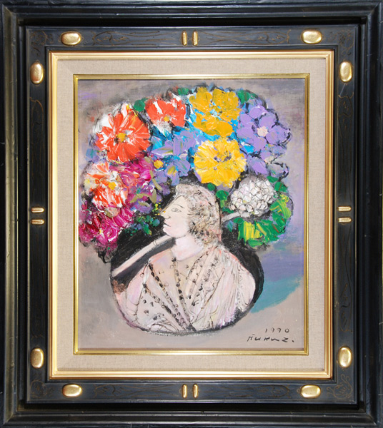 福沢一郎 「花 五世紀頃のエトルリー製壷から」 油彩8号｜【Arts Ship