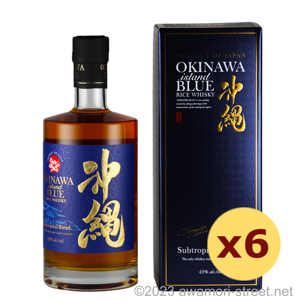 OKINAWA island BLUE 43度,700ml x 6本セット 沖縄発ライスウイスキー