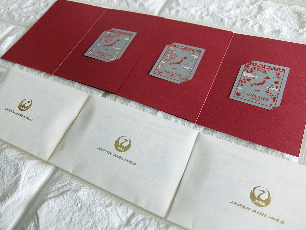 全種類集めたJAL都道府県シール4セット分を一度に全部コンプリート