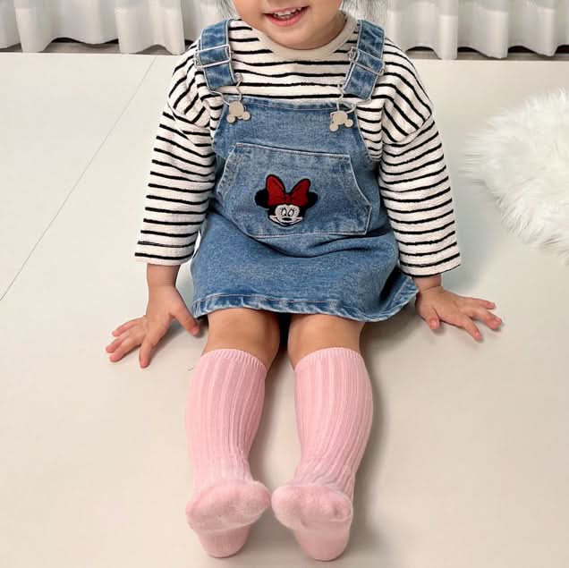 Toddler Disney Minnie Embroidery Kangaroo Pocket Denim Skirtalls