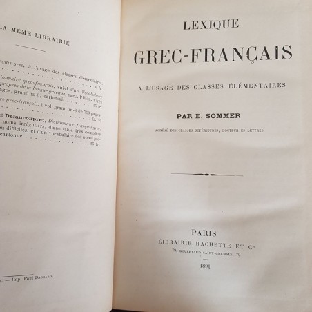 lexique Grec-Français a l'usage des classes élémentaires 1891