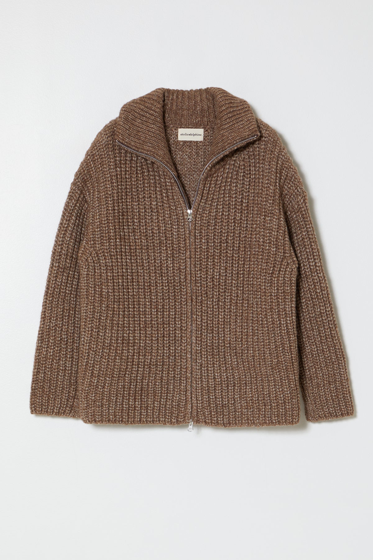 Rib Zip-up Cardigan in Alpaca Pima Blend
