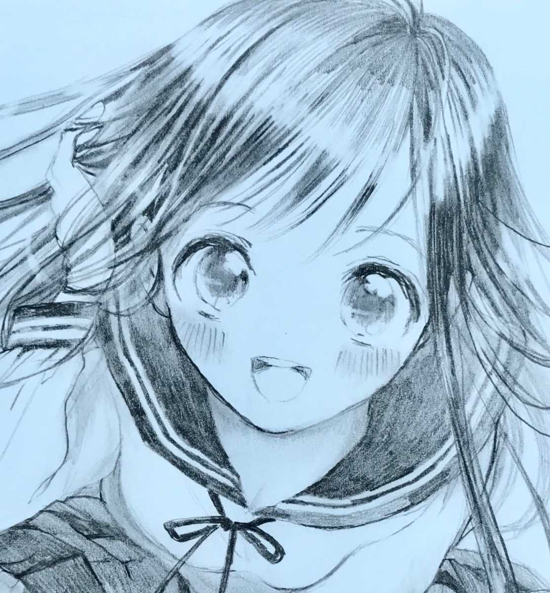 手描きイラスト【オリジナル】鉛筆画女の子(手描きイラスト)｜売買され