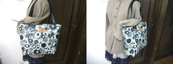 ハンドメイド＊リバティラミネート*トート＊スモール・サス 受注制作雨