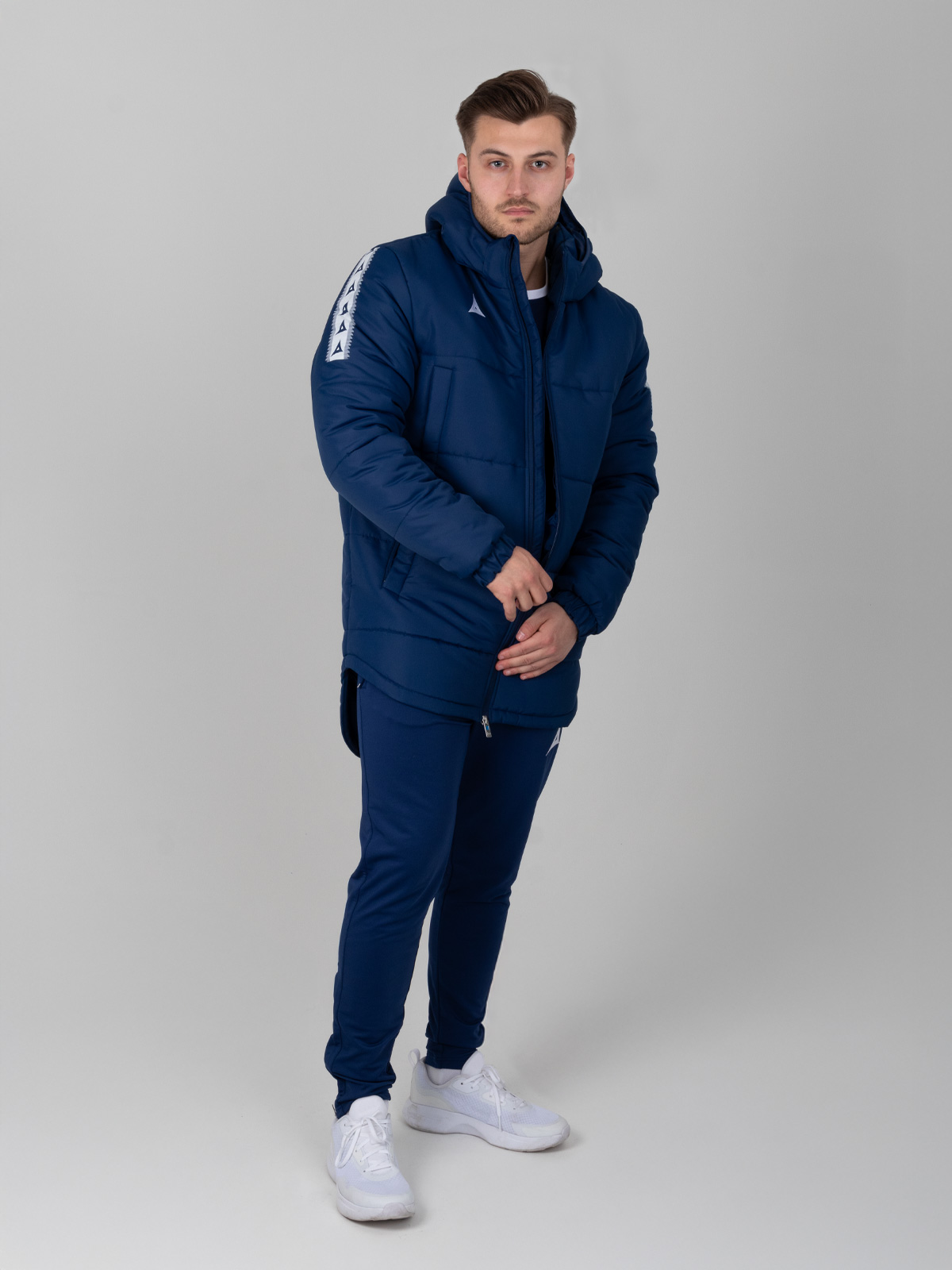 Navy Evolve Bench Jacket | Padded Bench Coat | Avec Sport
