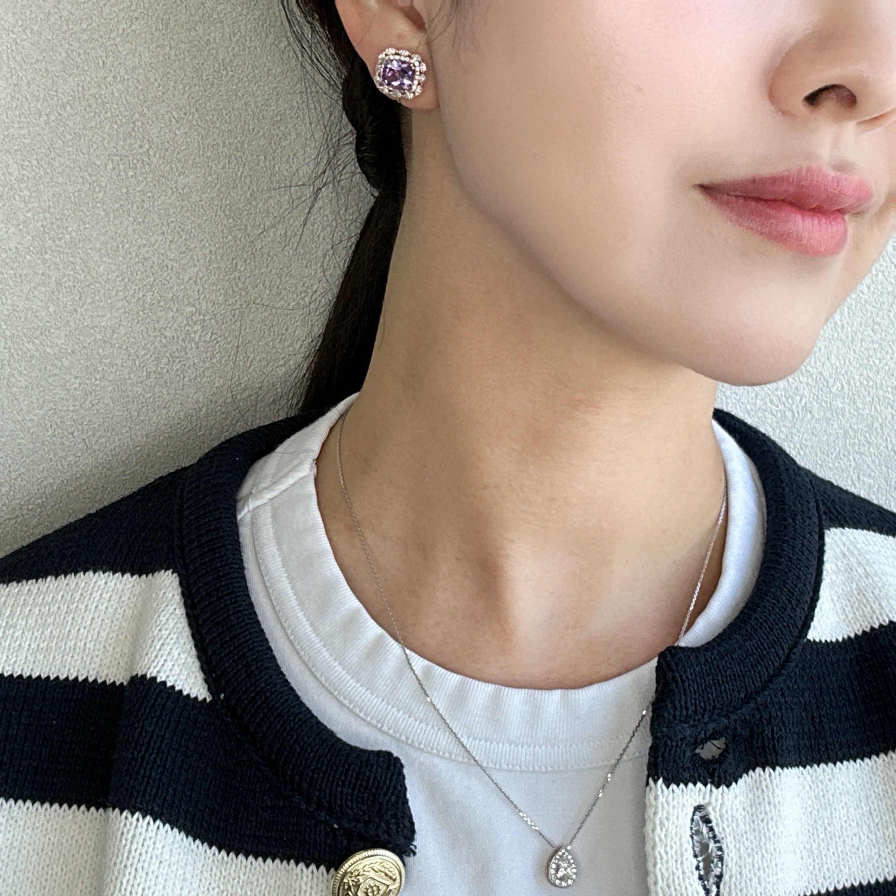 マドンナリリー］ピアス ライトアメジスト/グリーンアメジスト