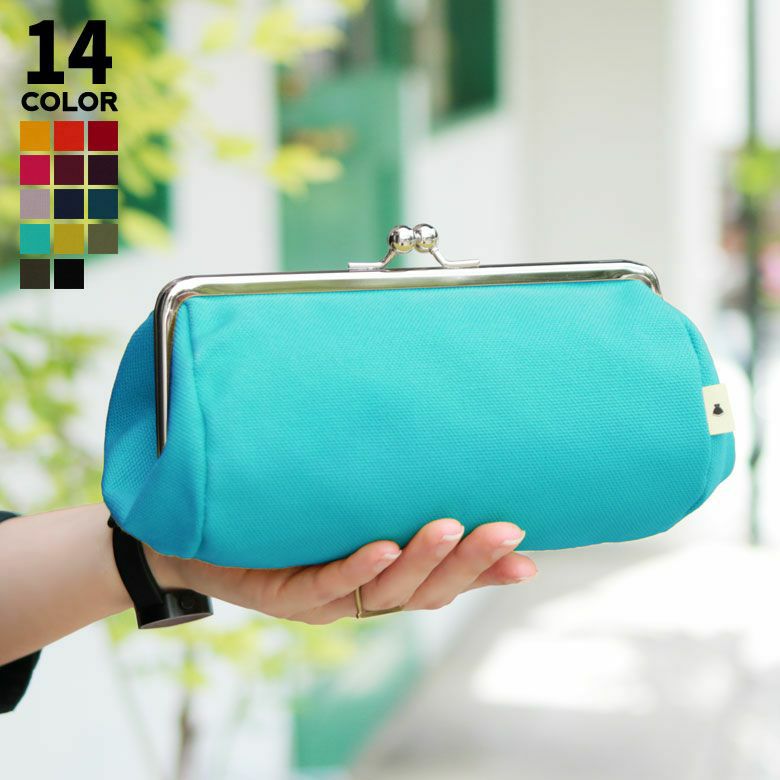 受注生産品】TAWARA型がま口コスメポーチ（大）【帆布・無地】 [M便 1