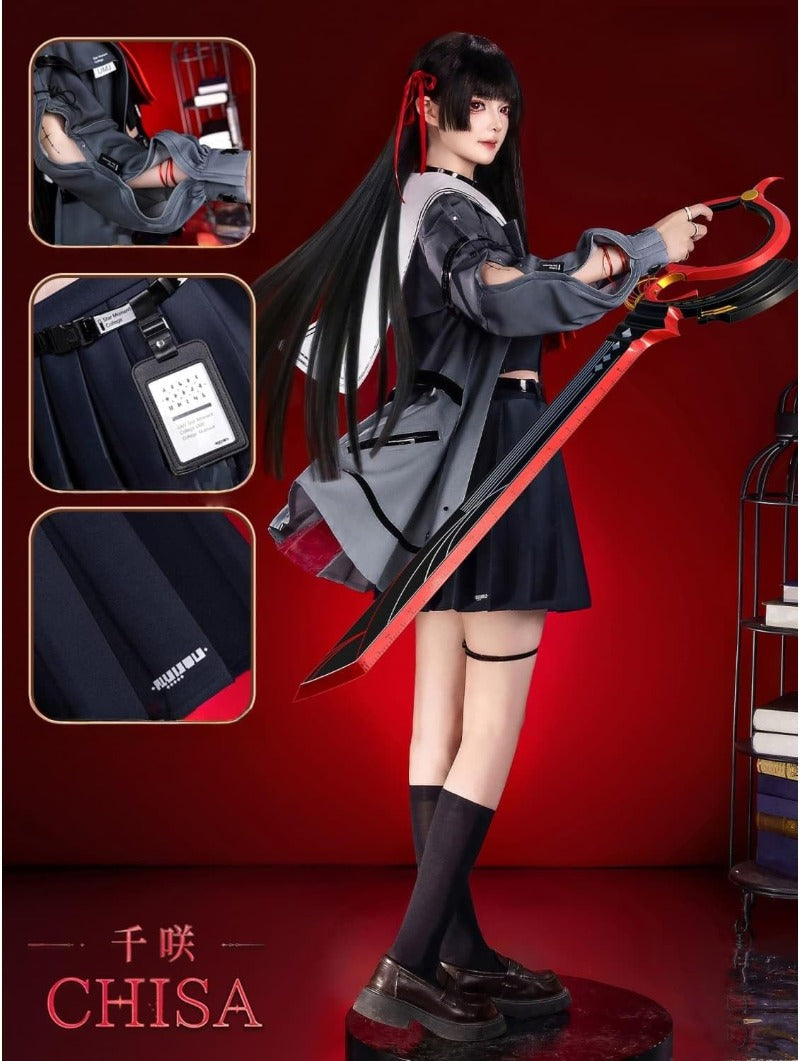 Azuiblc 鳴潮 千咲 コスプレ衣装 ウィッグ付き ハット付き 朽葉千咲 黒