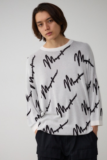 ロゴ総柄7分袖ニット｜MEN｜251HAC70-044G｜AZUL BY MOUSSY（アズール
