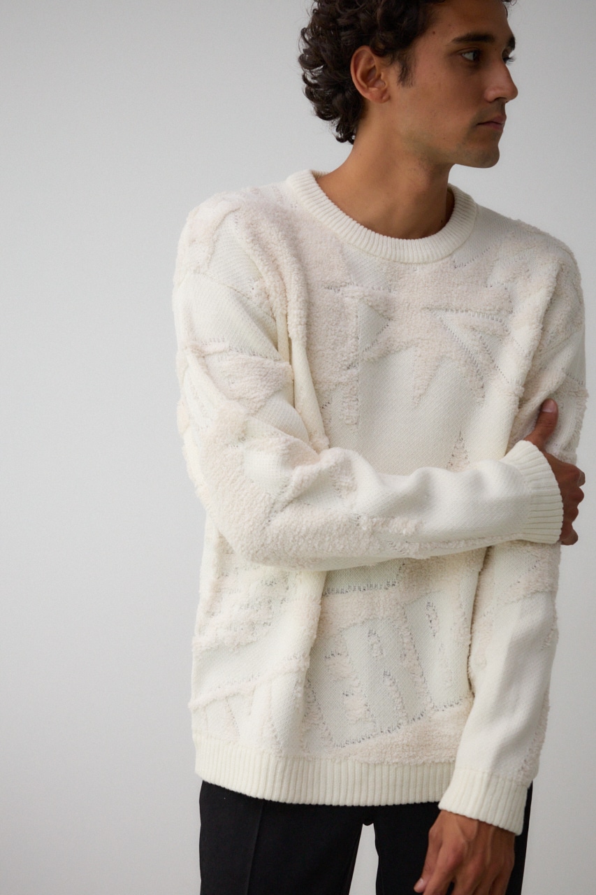 幾何学総柄ビッグニット｜MEN｜251HAC70-222I｜AZUL BY MOUSSY