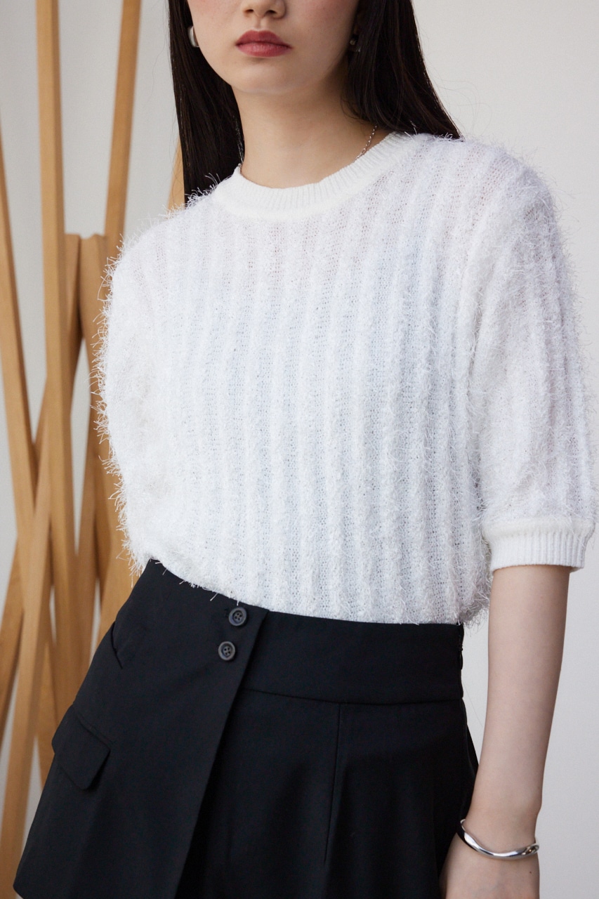 スプリングシャギー5分袖ニット｜WOMEN｜250HSF70-144C｜AZUL BY