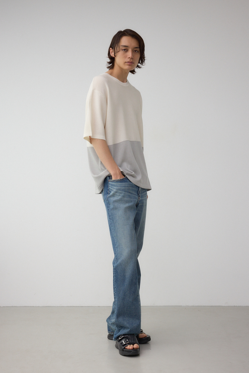 編地切替バイカラーニットトップス｜MEN｜251ISB70-0061｜AZUL BY
