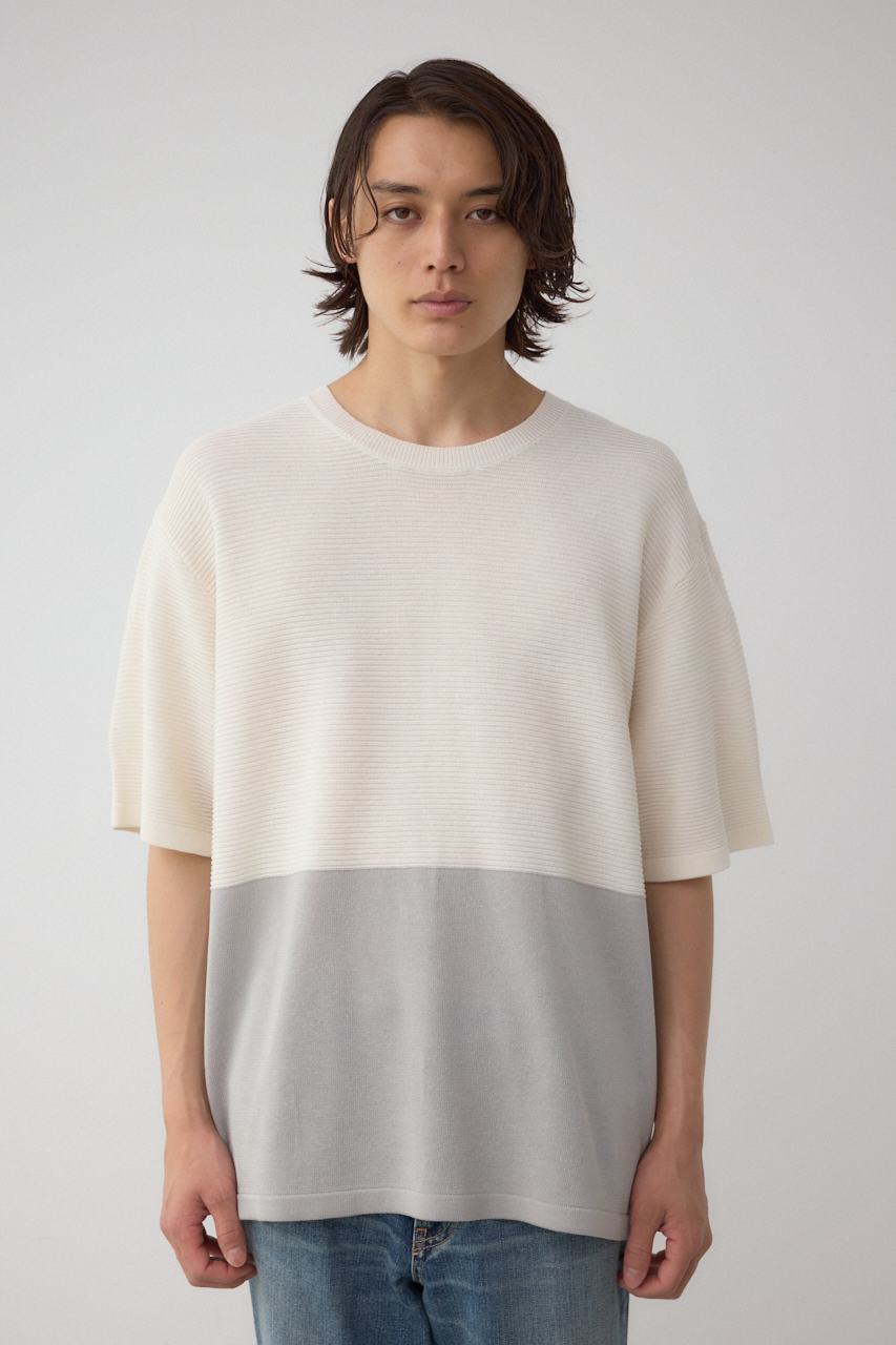 編地切替バイカラーニットトップス｜MEN｜251ISB70-0061｜AZUL BY