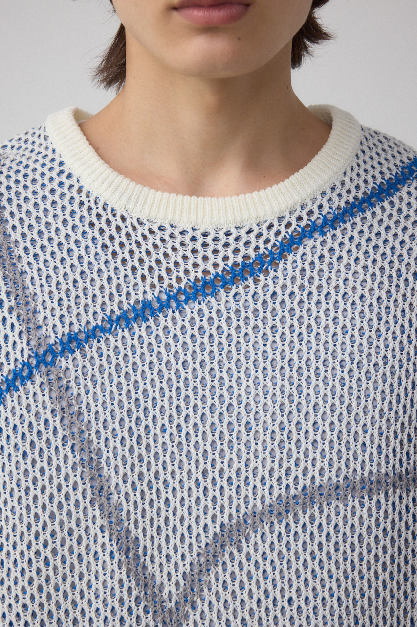 ライン柄クルーネック半袖ニット｜MEN｜251IST70-296D｜AZUL BY MOUSSY