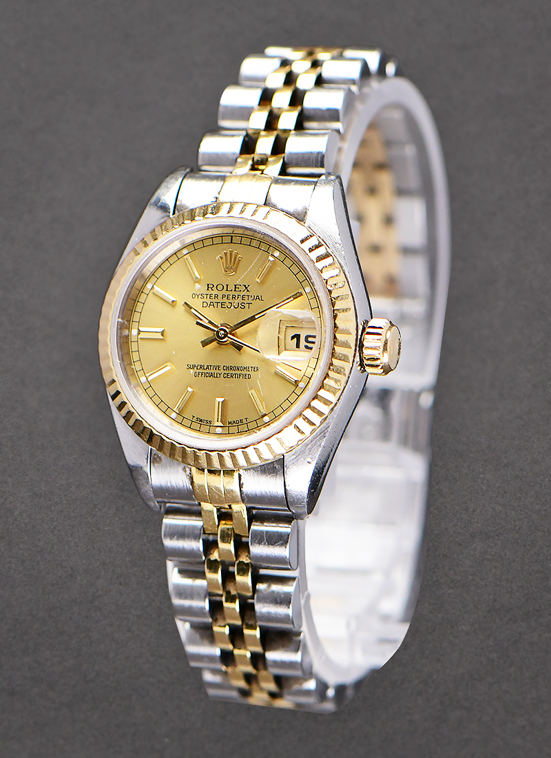 69173 used champagne stick jub Rolex Ladies Datejust 26mm 2 Tone