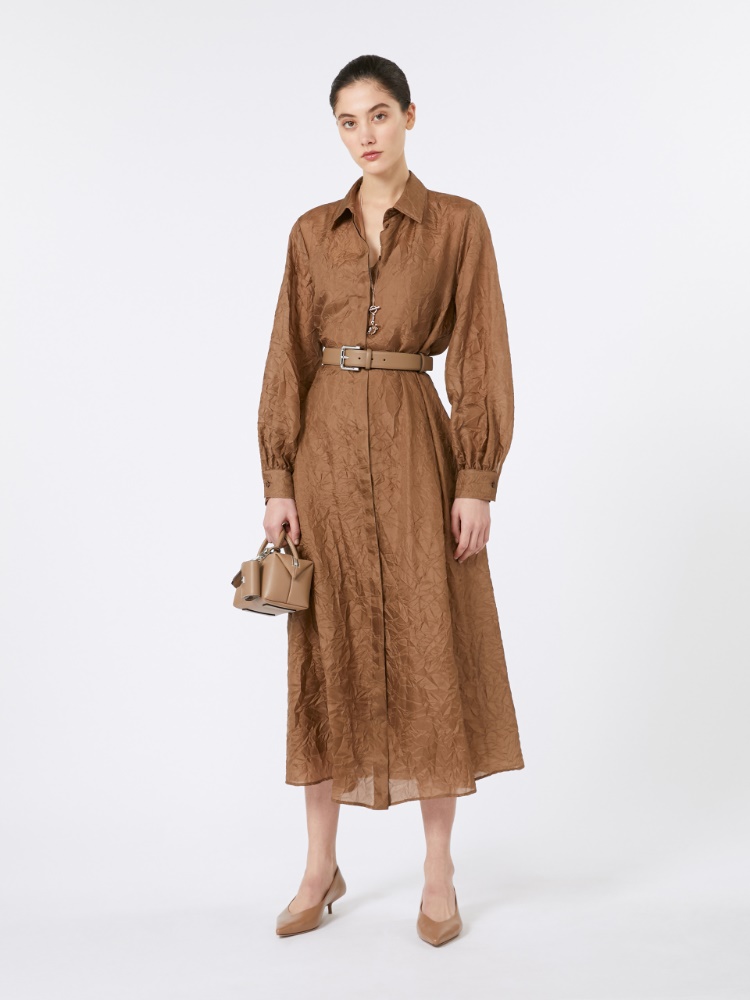 Silk canvas shirt dress, hazelnut brown | Max Mara