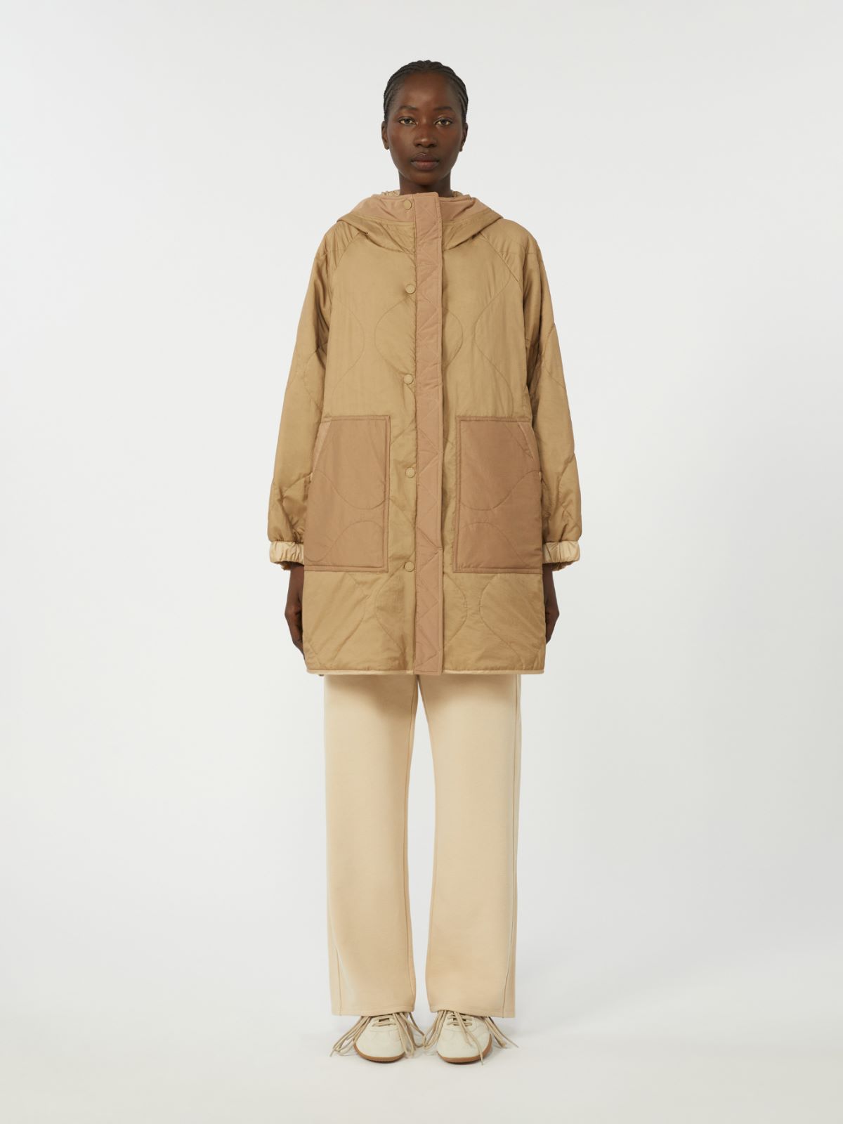 Reversible padded parka in water-repellent canvas, beige | Weekend