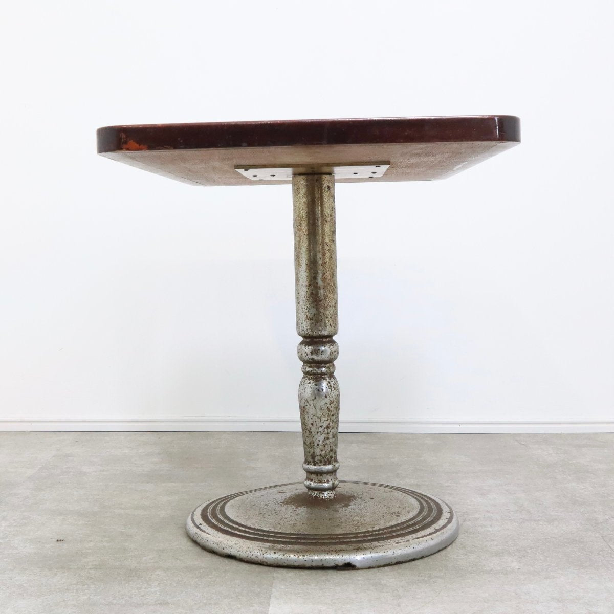 カフェテーブル 昭和レトロ 喫茶店テーブル 丸脚 メッキ 純喫茶