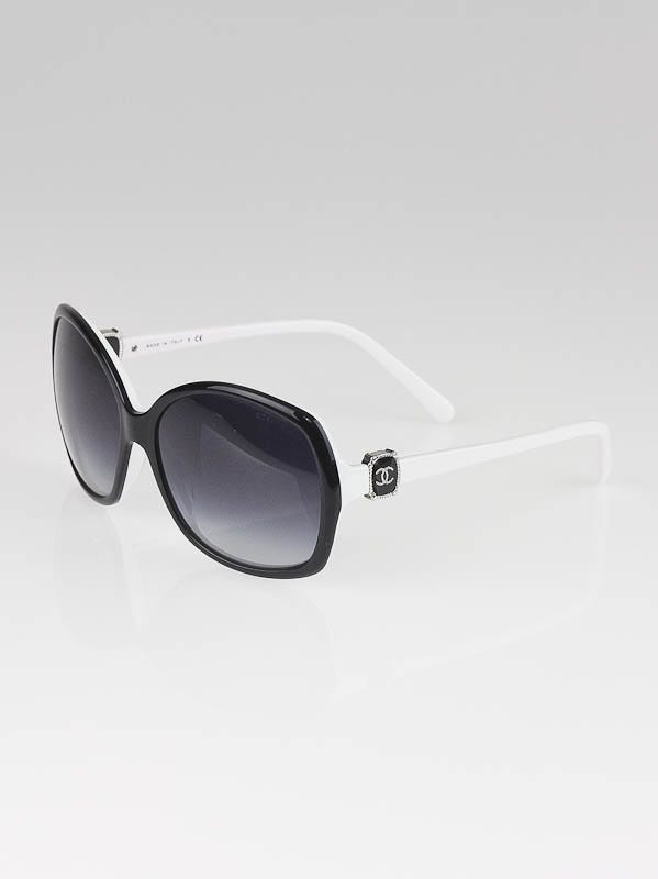 Chanel White/Black Oversized CC Logo Sunglasses- 5174 | Yoogi's Closet