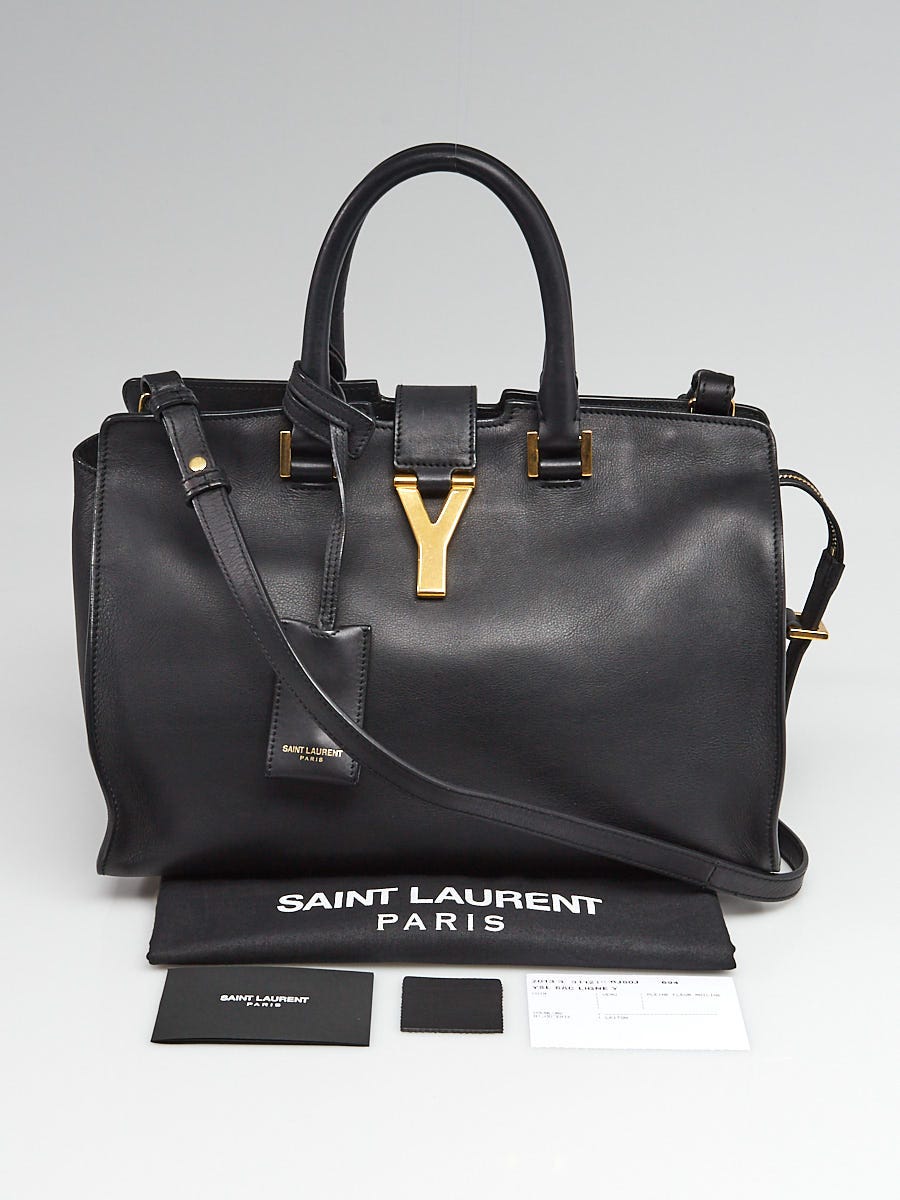 Yves Saint Laurent Black Smooth Calfskin Leather Small Cabas ChYc