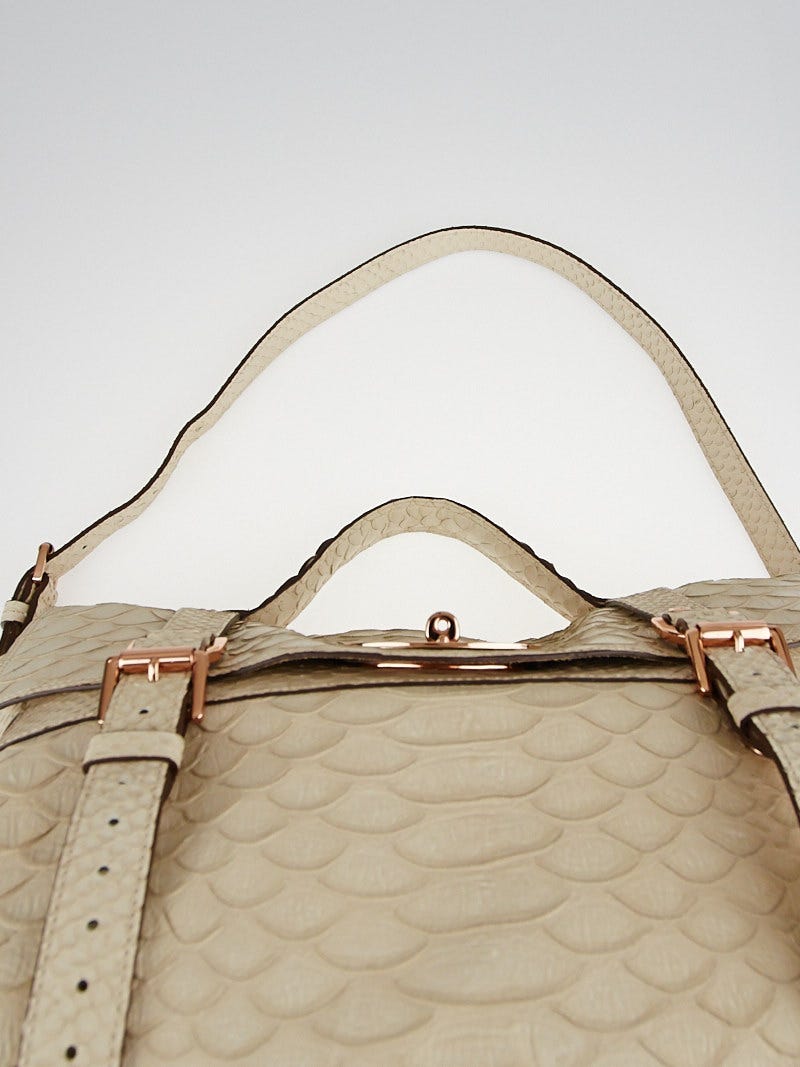 Mulberry Pebbled Beige Silky Snake Print Leather Oversized Alexa