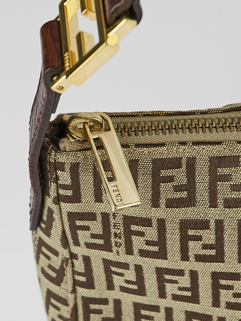 Fendi Brown Zucchino Print Canvas Pochette Bag 8BR444 | Yoogi's Closet