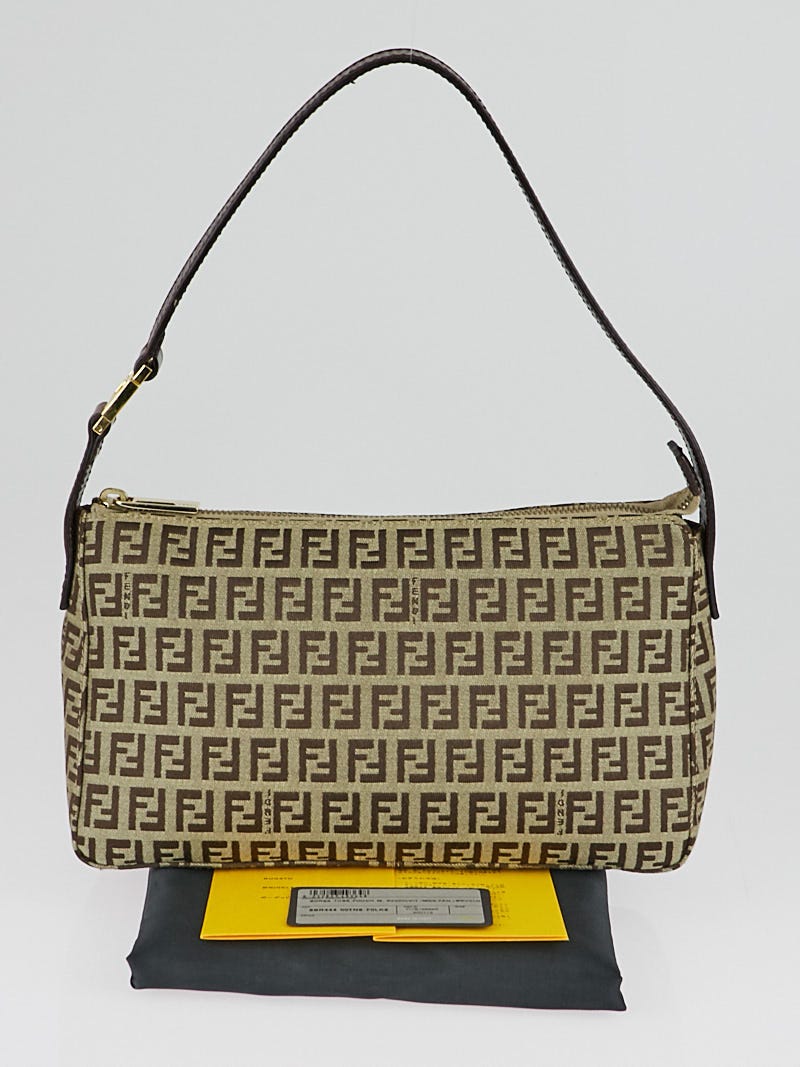 Fendi Brown Zucchino Print Canvas Pochette Bag 8BR444 | Yoogi's Closet