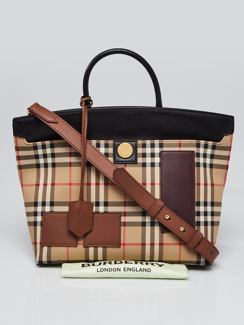 Burberry Vintage Check Canvas/Leather Small Society Top Handle Bag