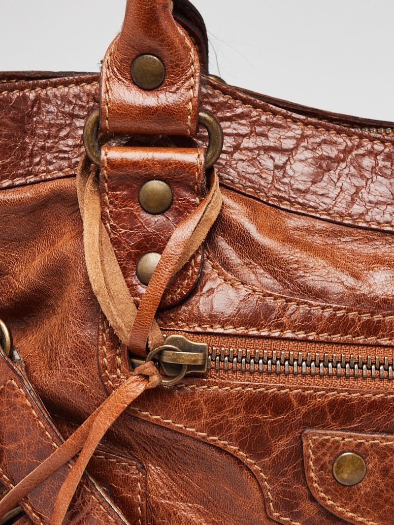 Balenciaga Chocolate Chevre Leather Flat Brass Le Dix Lariat Bag