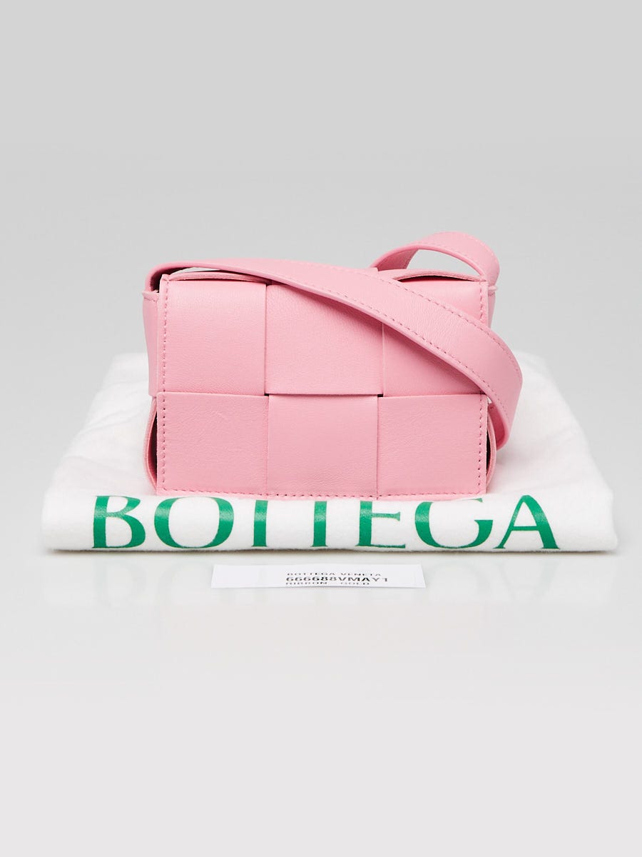 Bottega Veneta Pink Leather Maxi Weave Candy Cassette Crossbody