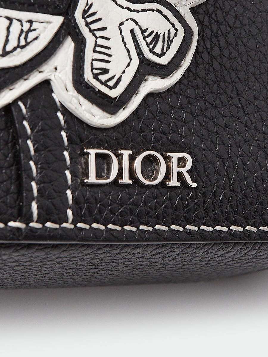 Christian Dior x Shawn Stussy Black Grained Leather Saddle