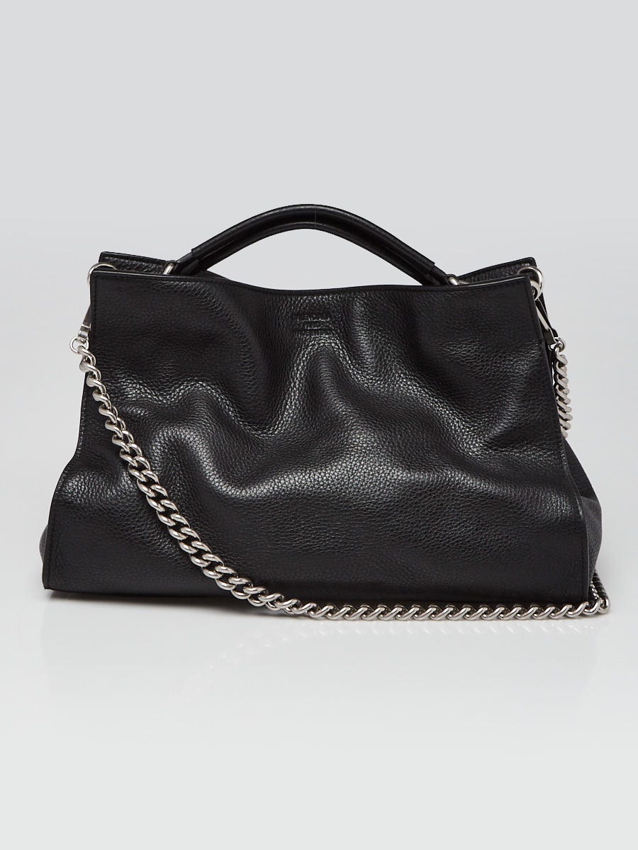 Balenciaga Black Pebbled Leather Swing Crossbody Bag | Yoogi's Closet